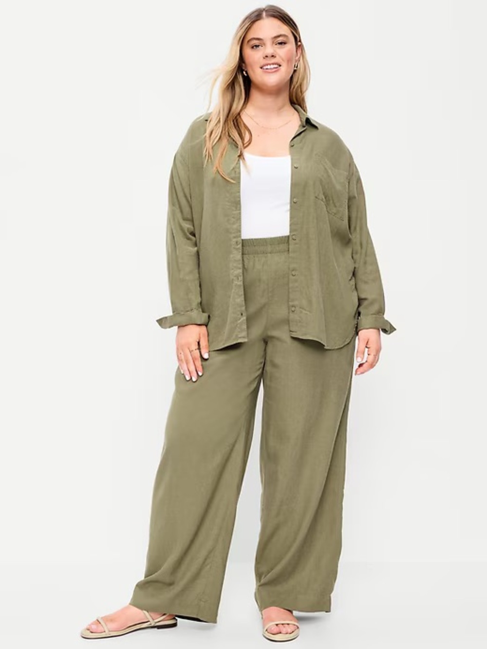 Old Navy High-Waisted Linen-Blend Wide-Leg Pants NWOT Large Tall - Picture 7 of 10